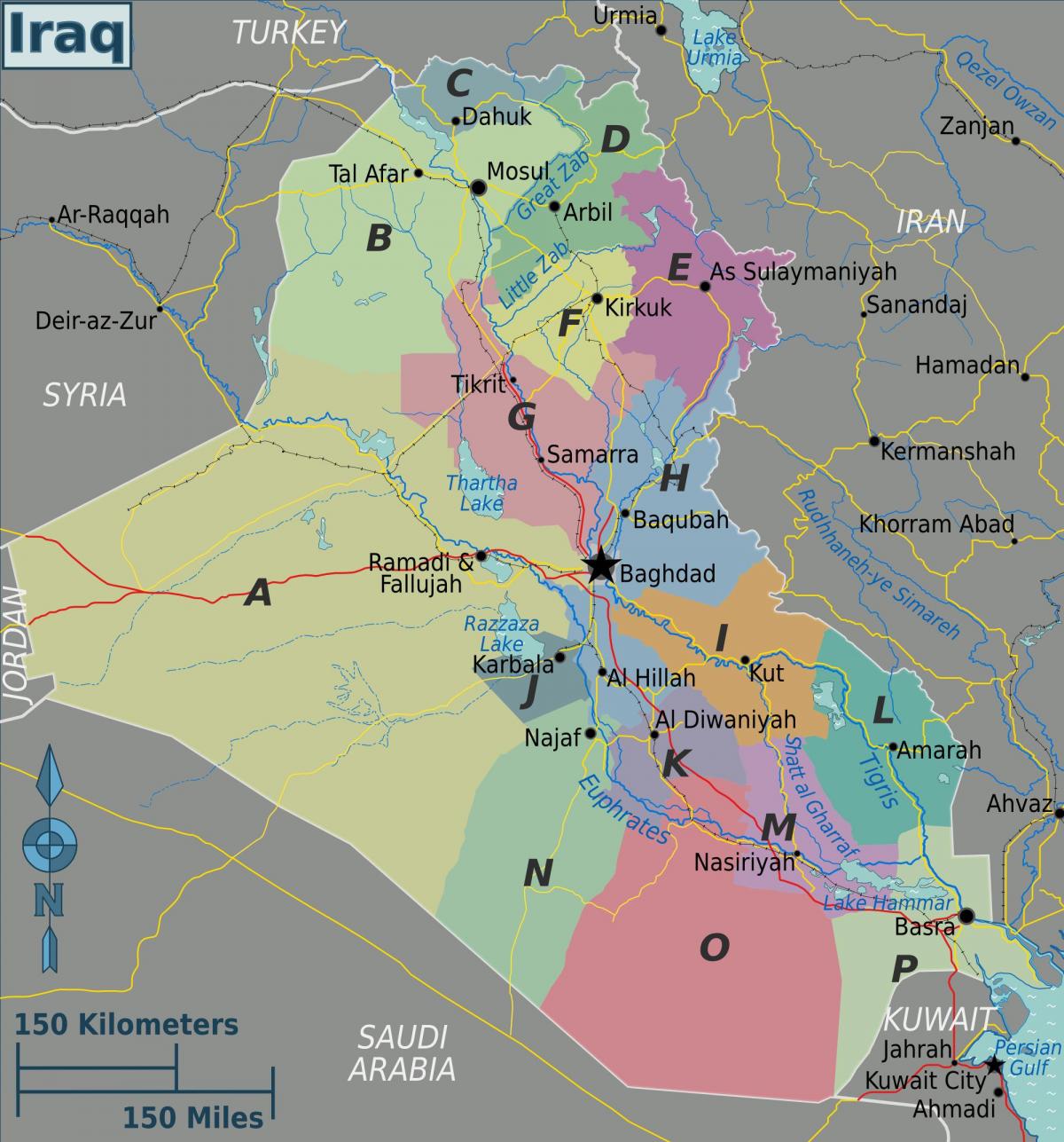 Kartta Irakin alueilla
