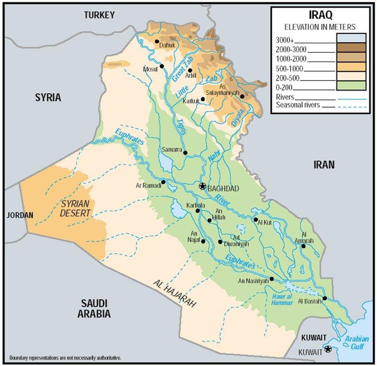 Kartta Irakin korkeus