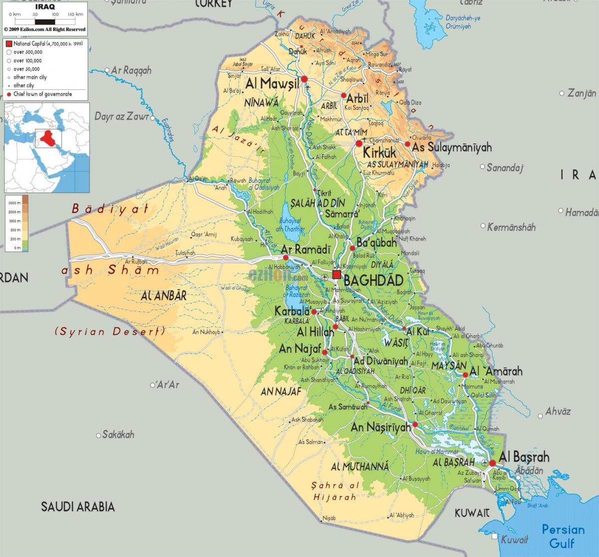 Kartta Irakin maantiede