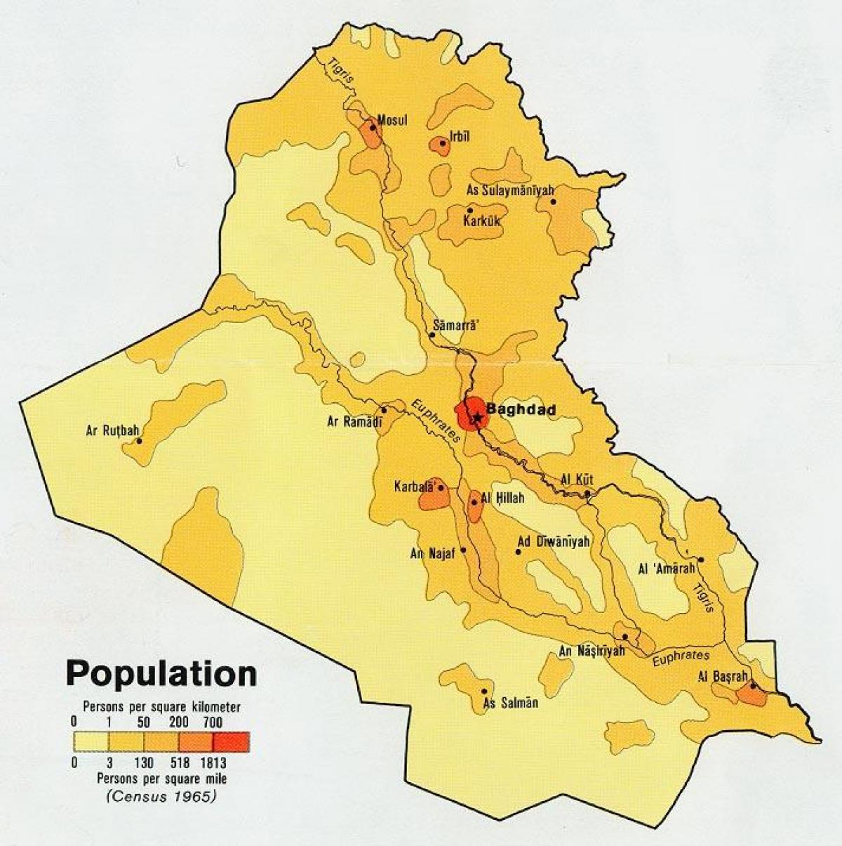 Kartta Irakin väestöstä
